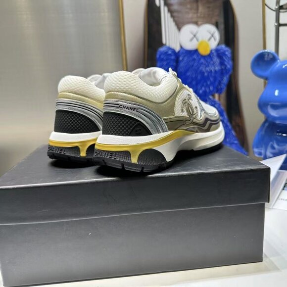 Chanel Women's Cream and Gold Sneakers - Picture 4 of 8